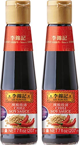 Lee Kum Kee Chili Soy Sauce 7oz (207 ml)香港李锦记 辣椒鼓油/酱油-No Added Artificial Flavor, No Added Preservatives, Non-GM Soybeans, Vegan (2 Packs)