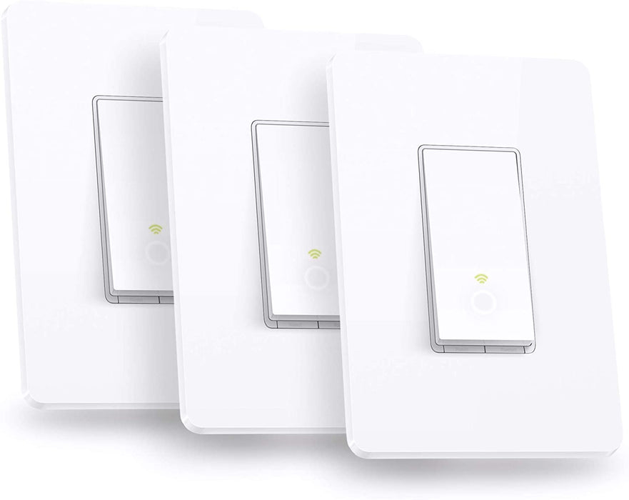 Kasa Smart HS200P3 Wi-Fi Switch by TP-Link (3-Pack) Control Lighting from Anywhere, Easy In-Wall Installation (Single-Pole Only), No Hub Required, Works with Alexa and Google Assistant, Size, White