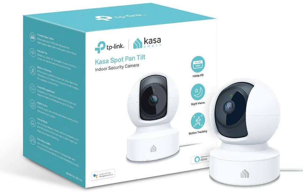 Kasa Smart KC110 Dome Indoor Security Camera by TP-Link, 1080p HD Smart Home Pan/Tilt Camera with Night Vision, Motion Detection for Pet Baby Monitor, Works with Alexa & Google Home