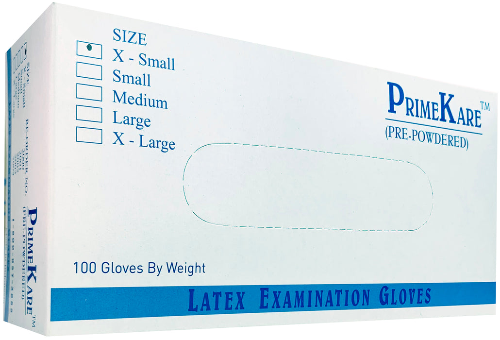Latex Examination Gloves - Lightly Powdered - X Small (XS)